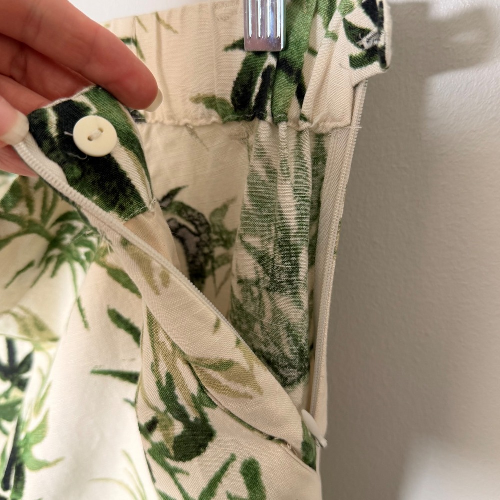 J. Jill Wide Leg Linen Blend Cropped Botanical Print Pants (Small P) Flowy Light - Picture 16 of 16